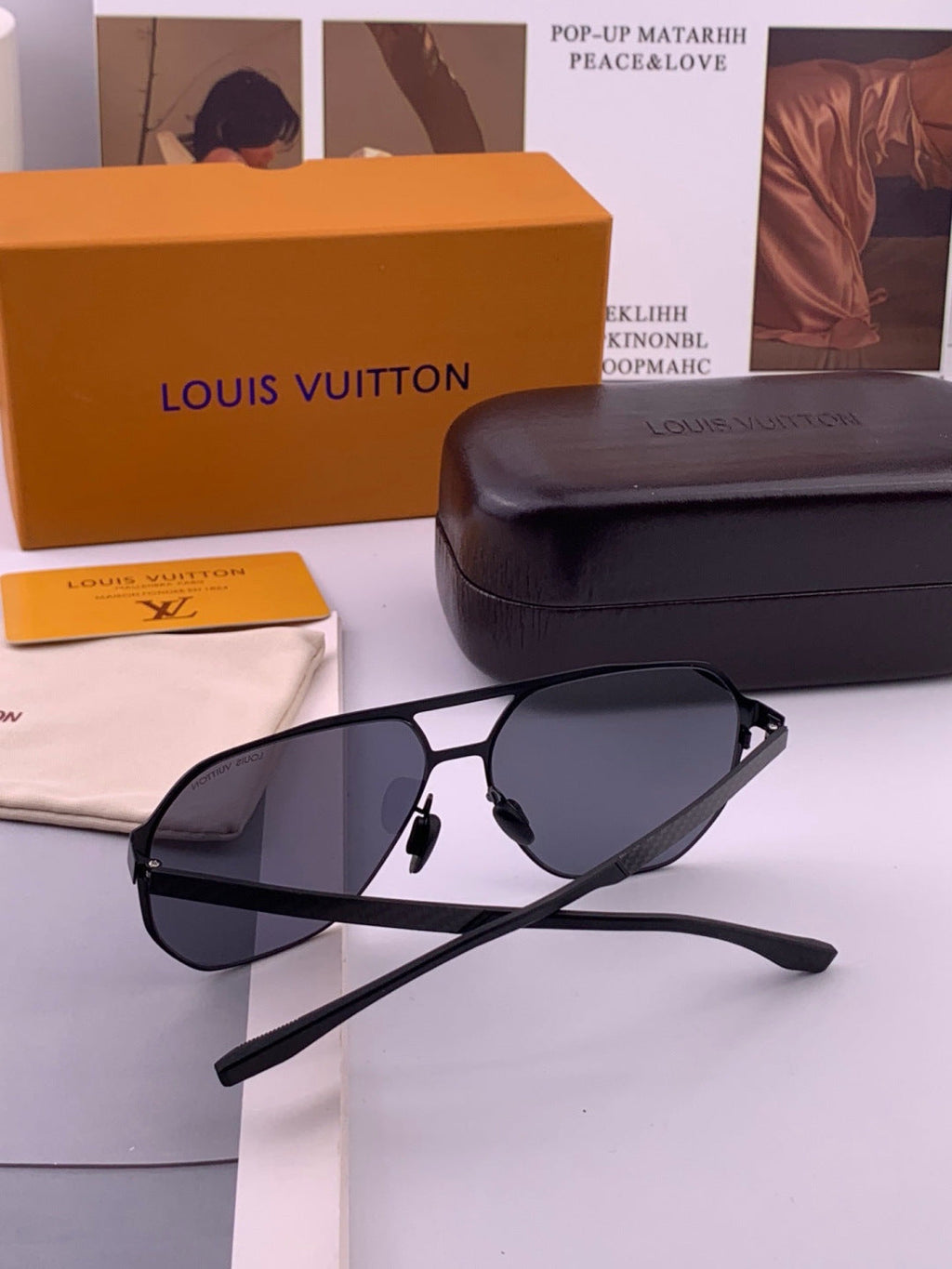 Louis Vuitton L3252 Polarized Aviator Orange Lens Sunglasses for Men - 464747 - detail image 6