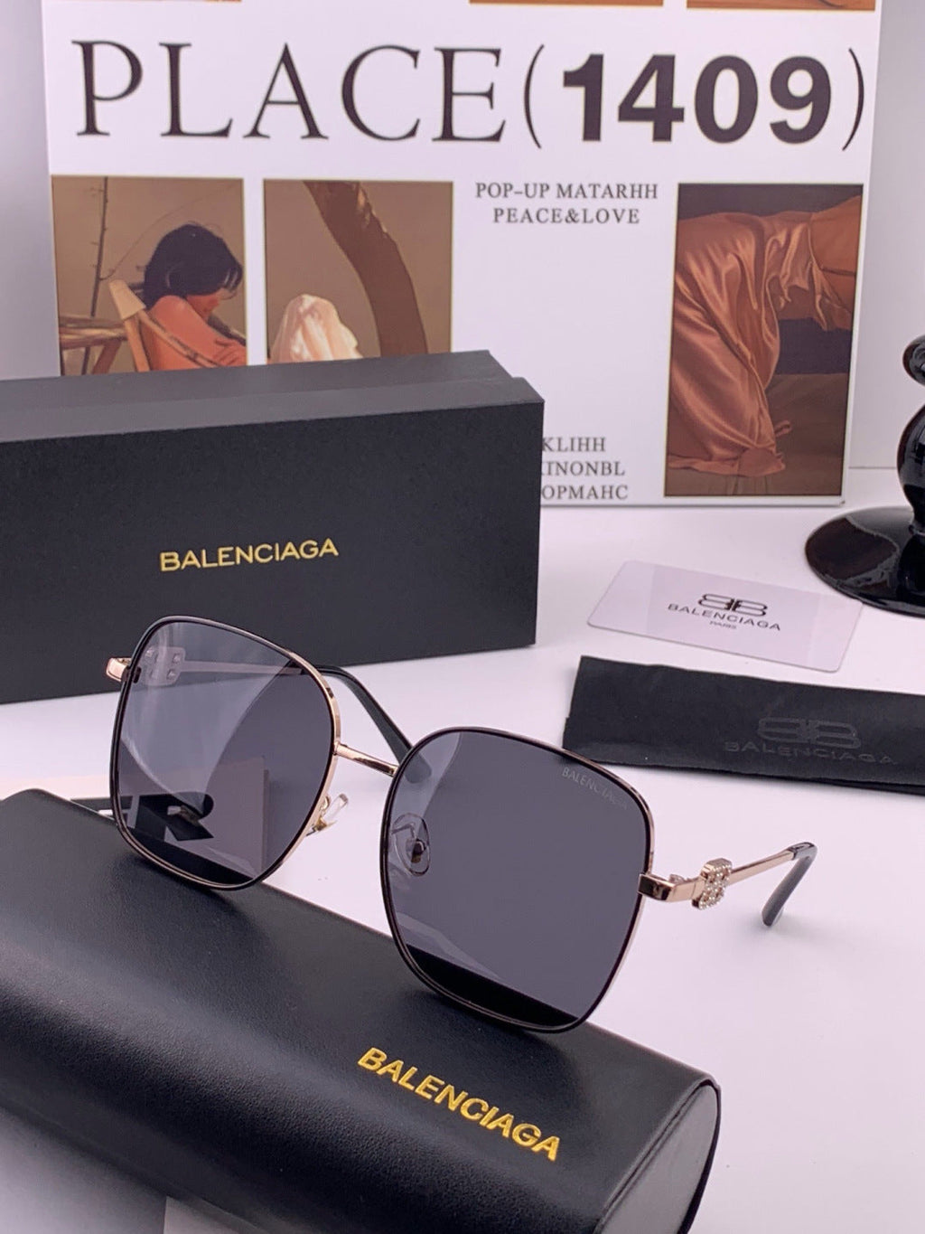 Balenciaga BL7192 Metal Fashion Black Lens Sunglasses for Men & Women