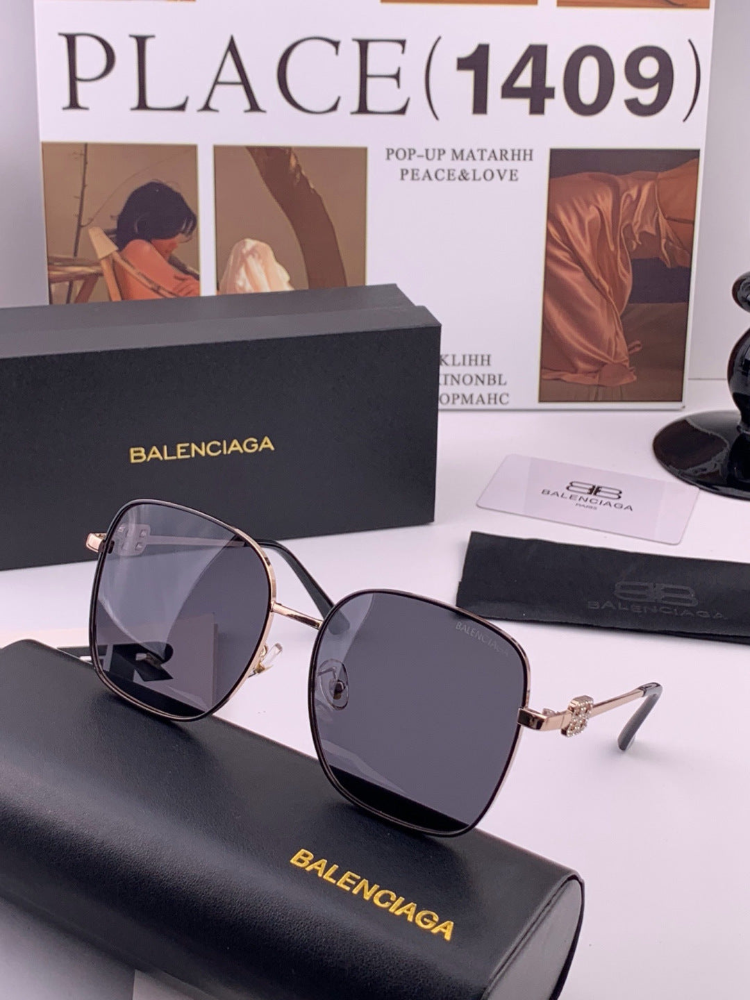Balenciaga BL7192 Metal Fashion Black Lens Sunglasses for Men & Women