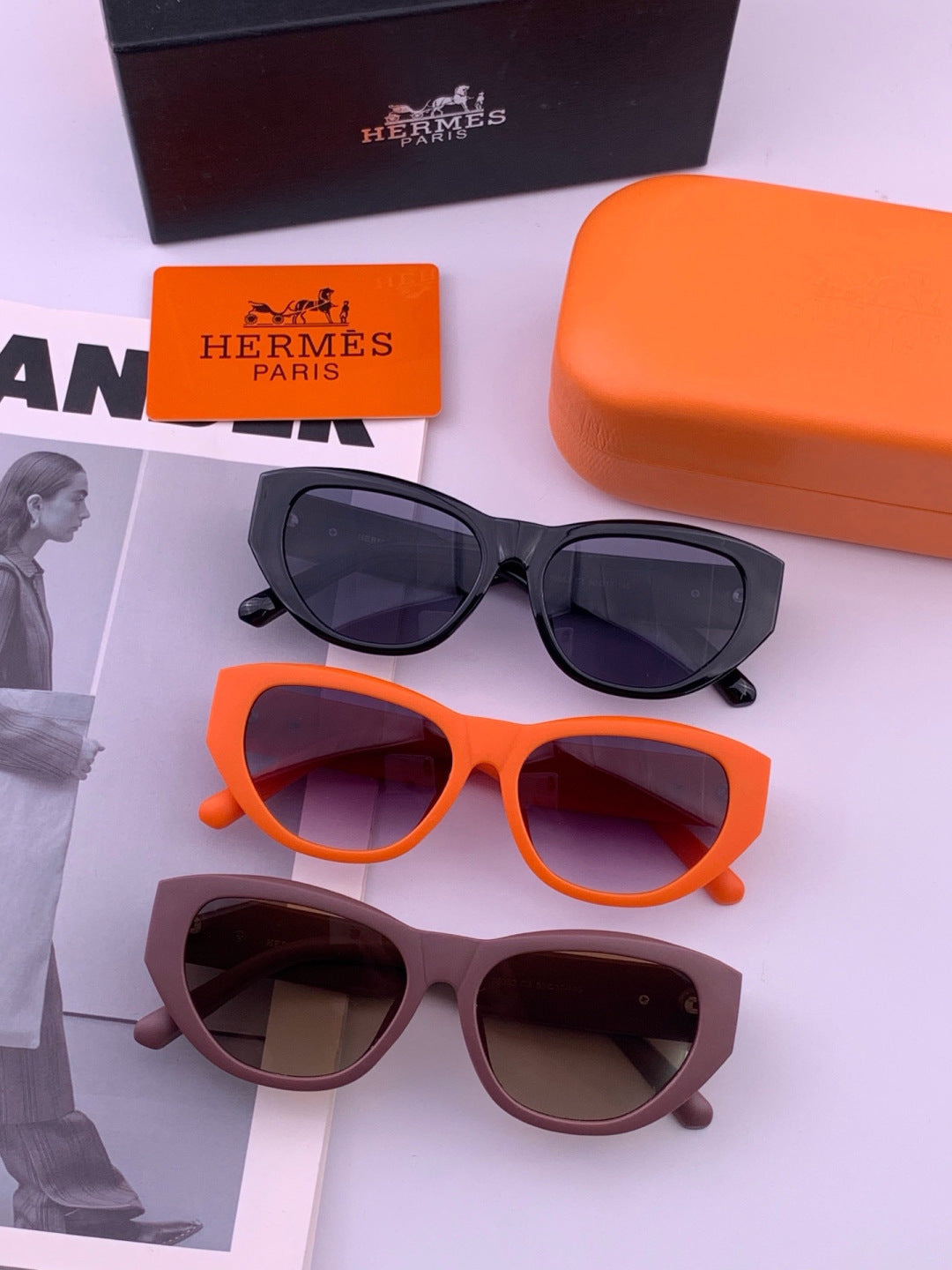 Hermès H37005 Square Red Lens Sunglasses for Men & Women - detail image 8