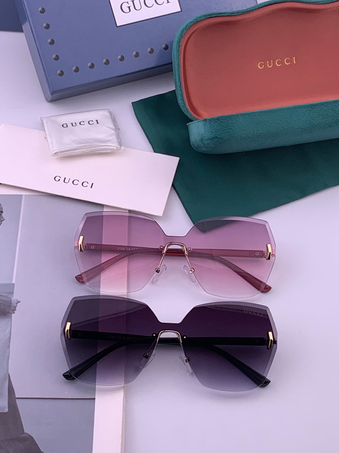 Gucci G8212 Polarized Rimless Black Lens Sunglasses for Men & Women - detail image 7