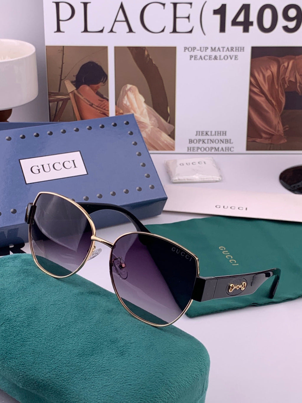Gucci G1379 Metal Square Gold Lens Sunglasses for Men & Women - 493397 - detail image 3