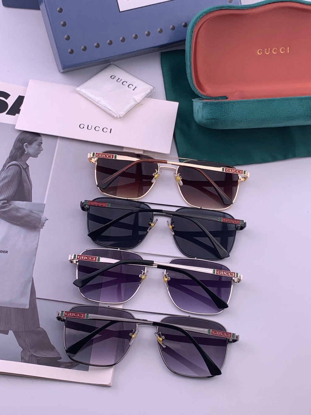 Gucci G1903 Aviator Black Lens Sunglasses for Men & Women - detail image 6