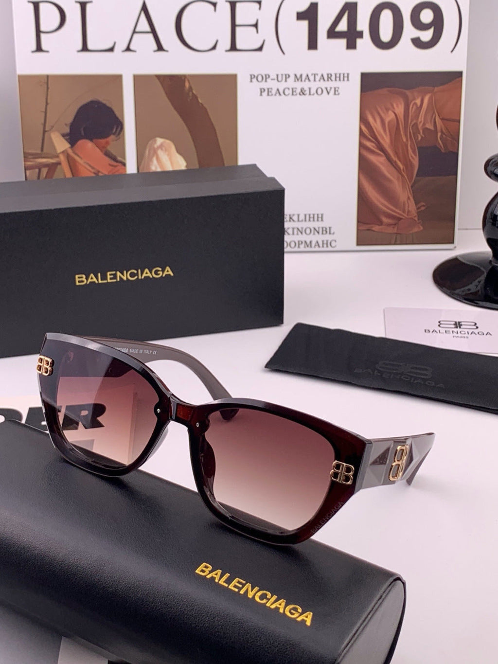 Balenciaga BL1350 Metal Fashion Black Lens Sunglasses for Men & Women - detail image 2