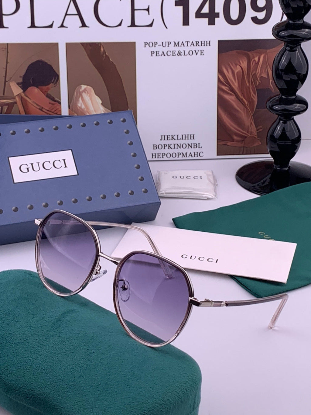 Gucci G3825 Polarized Square Brown Lens Sunglasses for Women - detail image 2