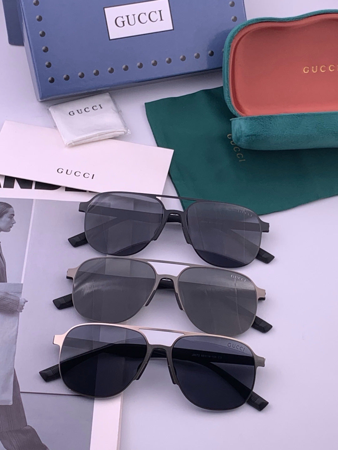 Gucci G2807 Polarized Aviator Black Lens Sunglasses for Men - detail image 8