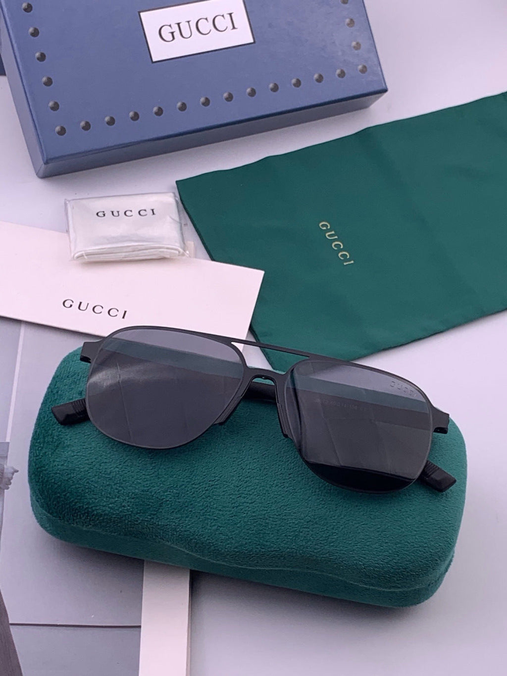 Gucci G2807 Polarized Aviator Black Lens Sunglasses for Men - detail image 5