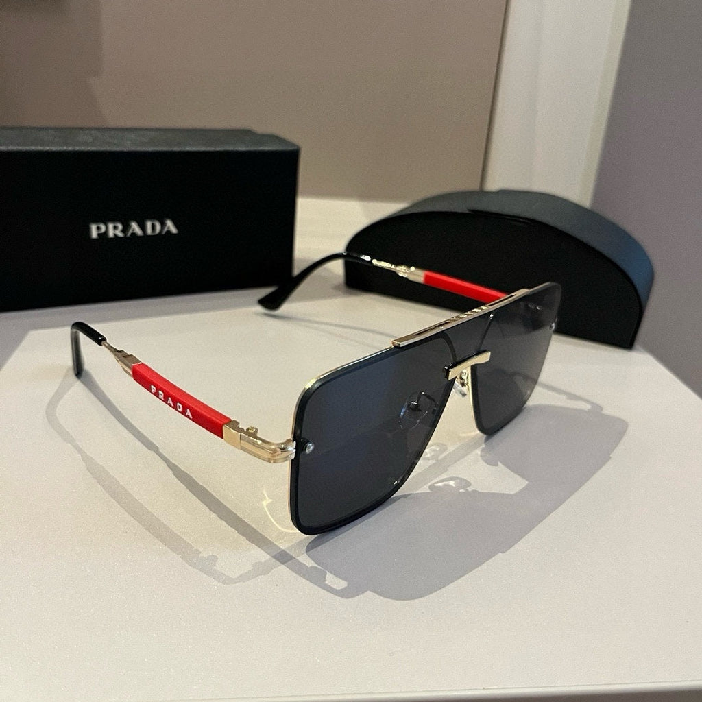 Prada Polarized Fashion Silver Lens Sunglasses for Men - 415690