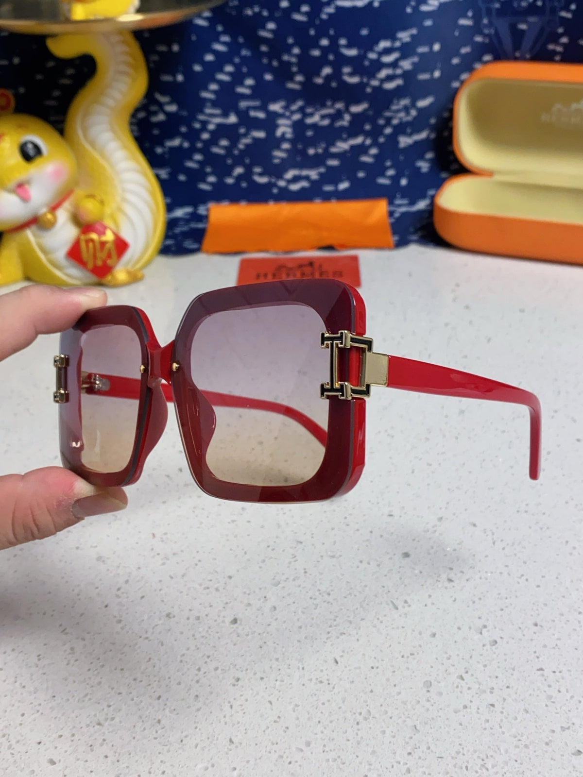 Hermès Square Red Lens Sunglasses for Men & Women - 416507 - detail image 6