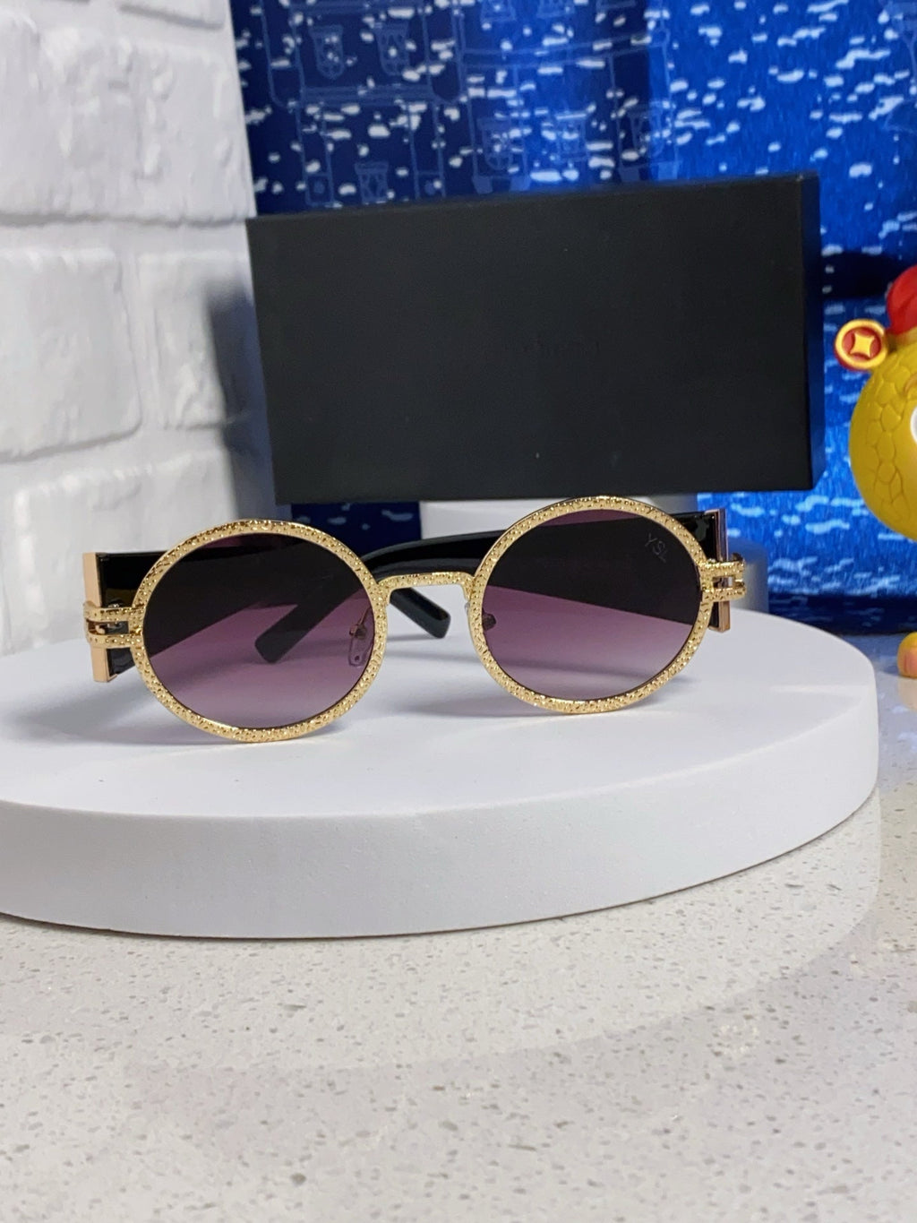 Saint Laurent Metal Round Brown Lens Sunglasses for Men & Women - detail image 2