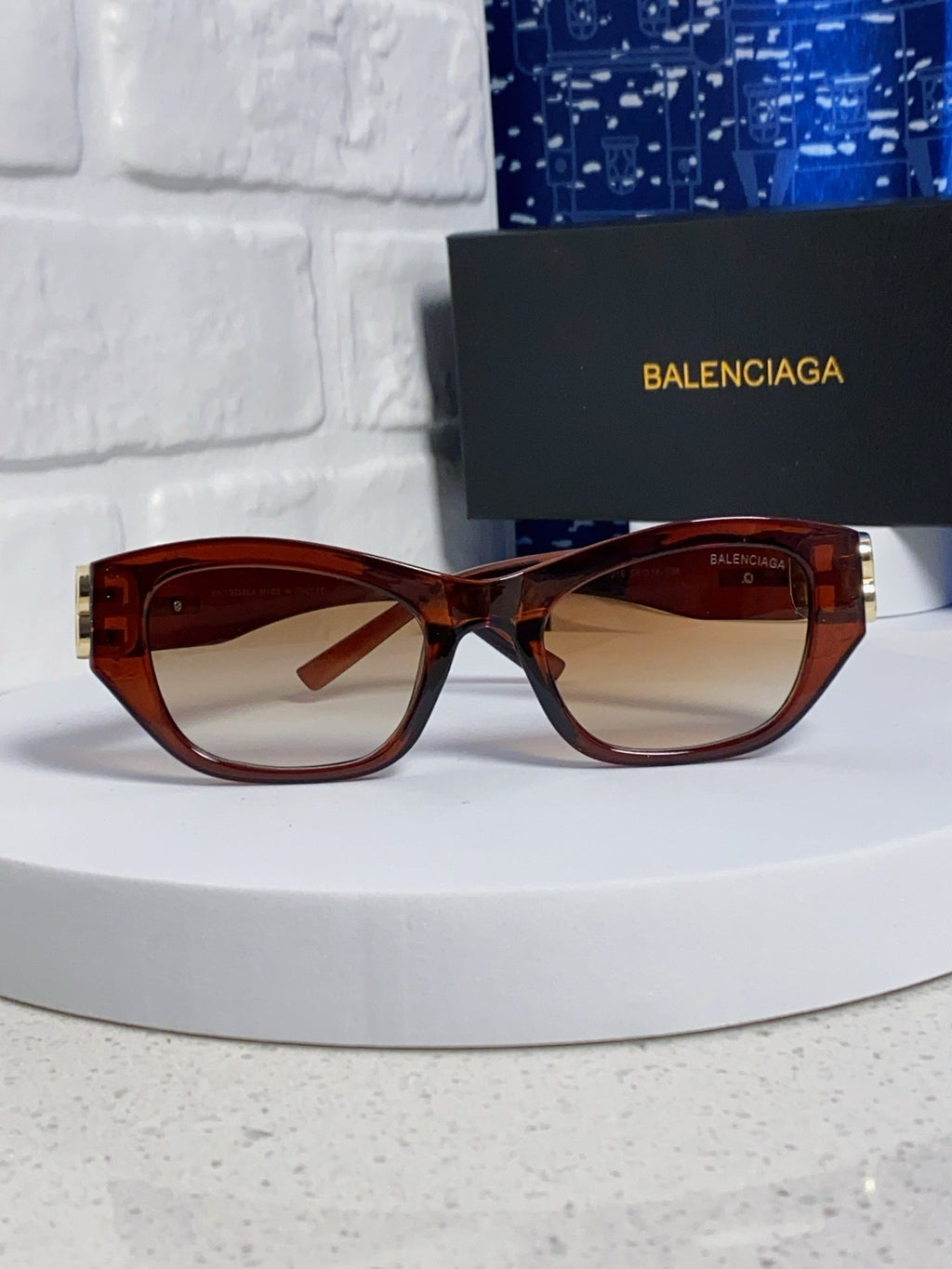 Balenciaga Metal Cat-Eye Brown Lens Sunglasses for Men & Women - detail image 2