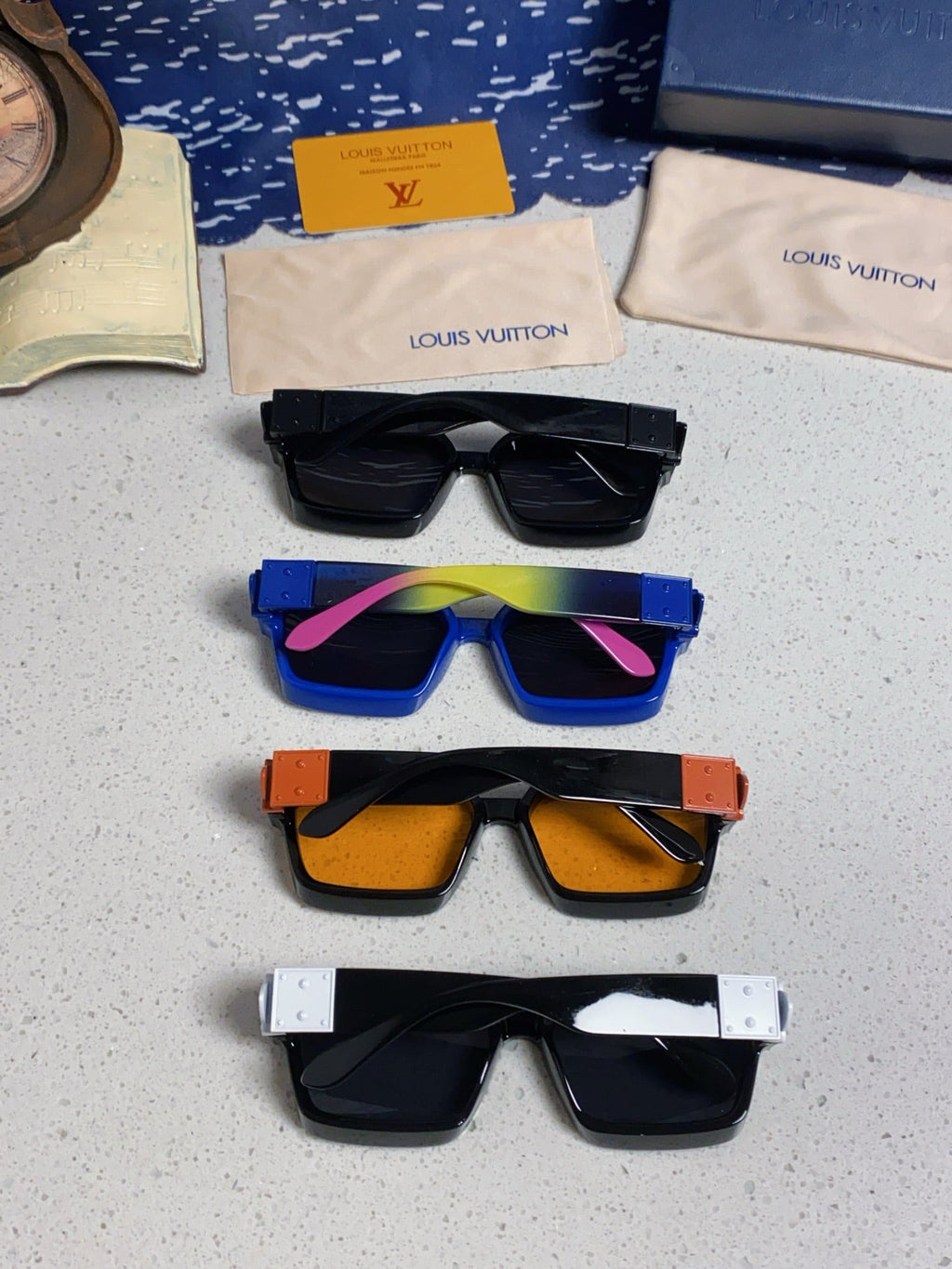 Louis Vuitton M96006 Square Blue Lens Sunglasses for Men & Women - detail image 12
