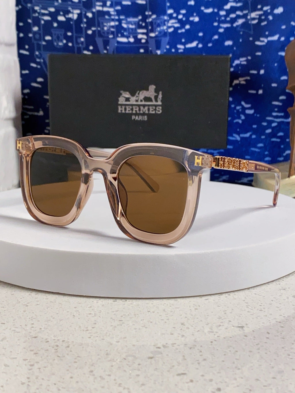 Hermès Metal Square Brown Lens Sunglasses for Men & Women - 399447