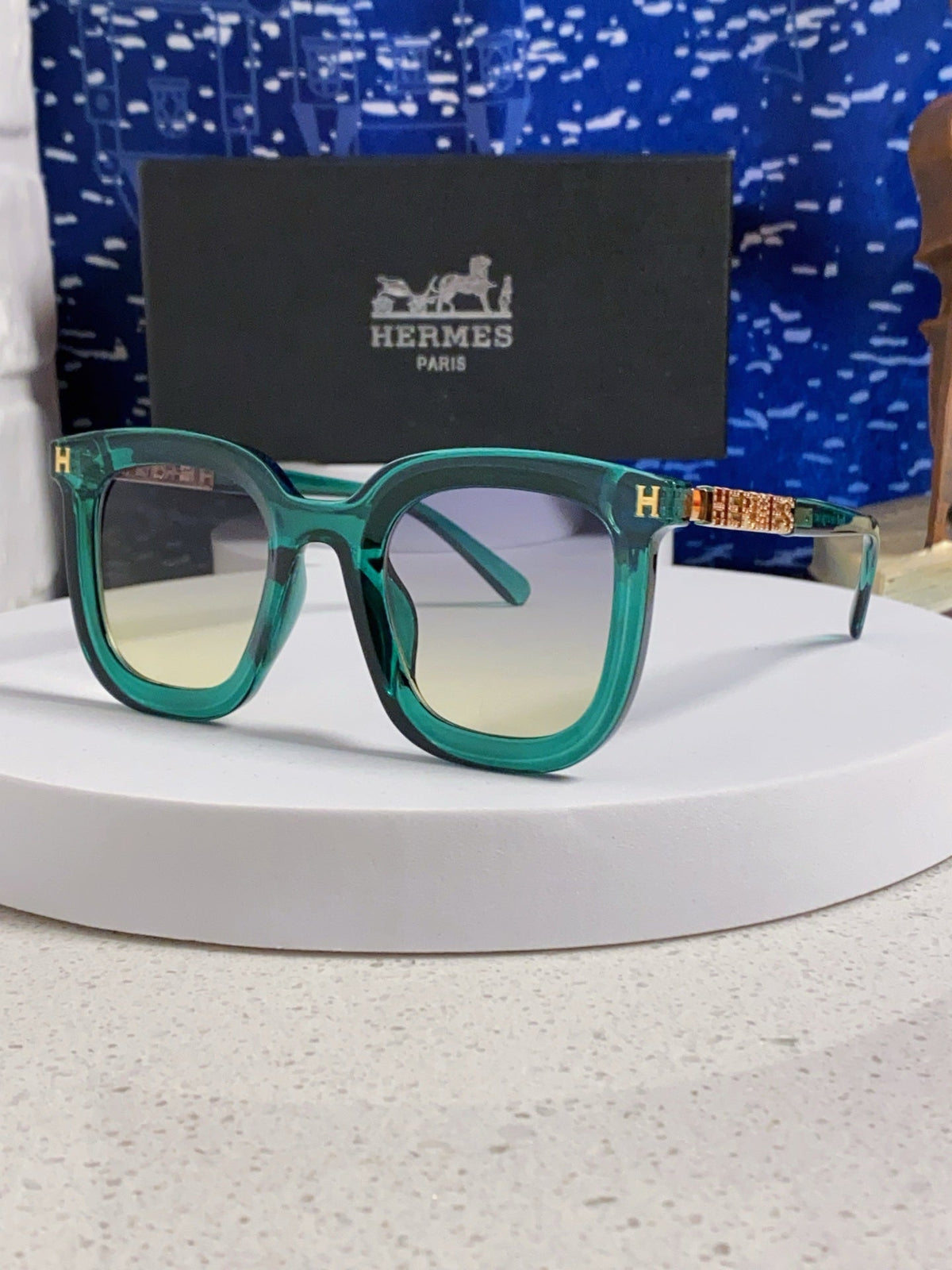 Hermès Metal Square Silver Lens Sunglasses for Men & Women - 399448