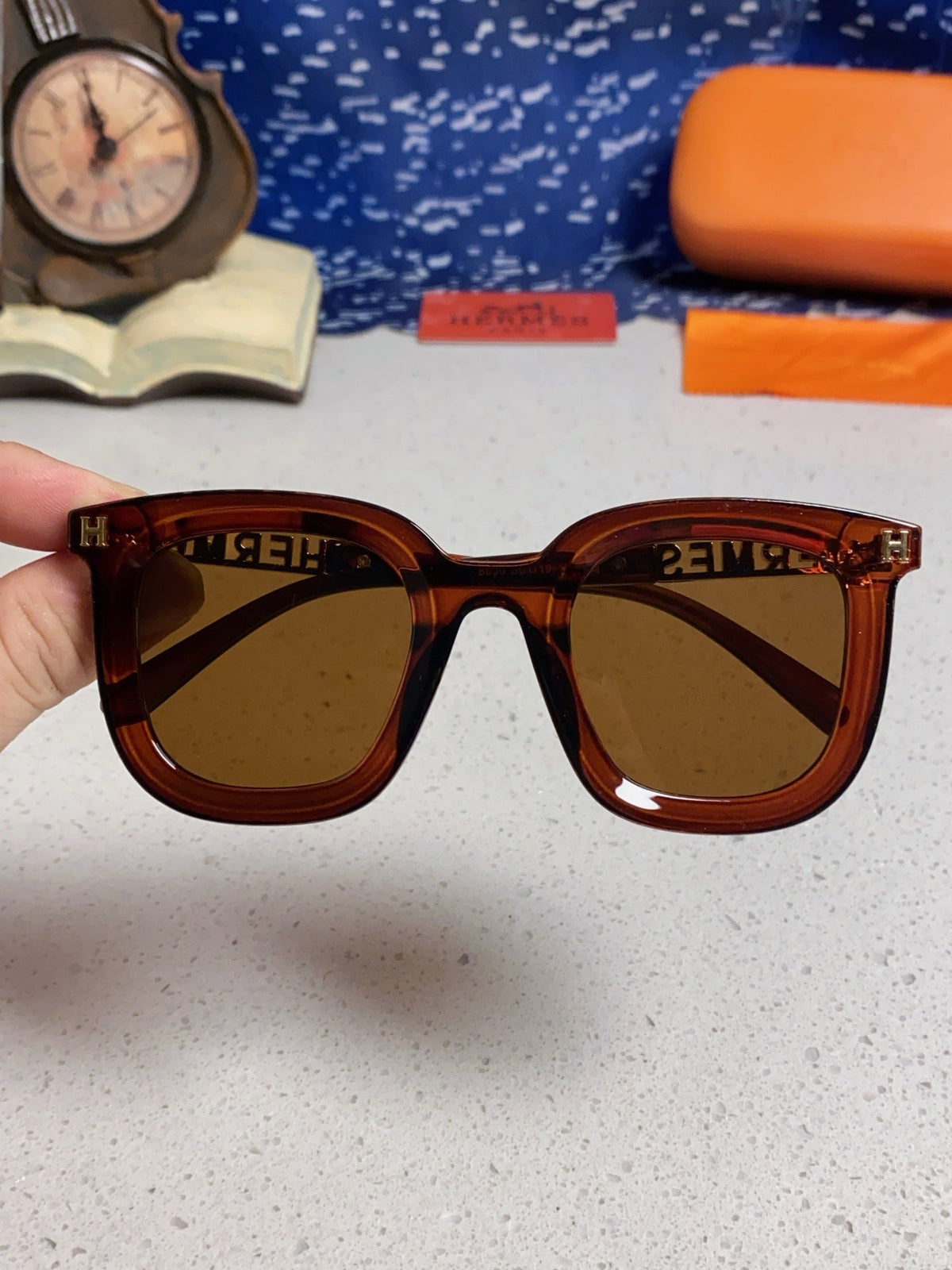 Hermès Metal Square Brown Lens Sunglasses for Men & Women - 158687 - detail image 4