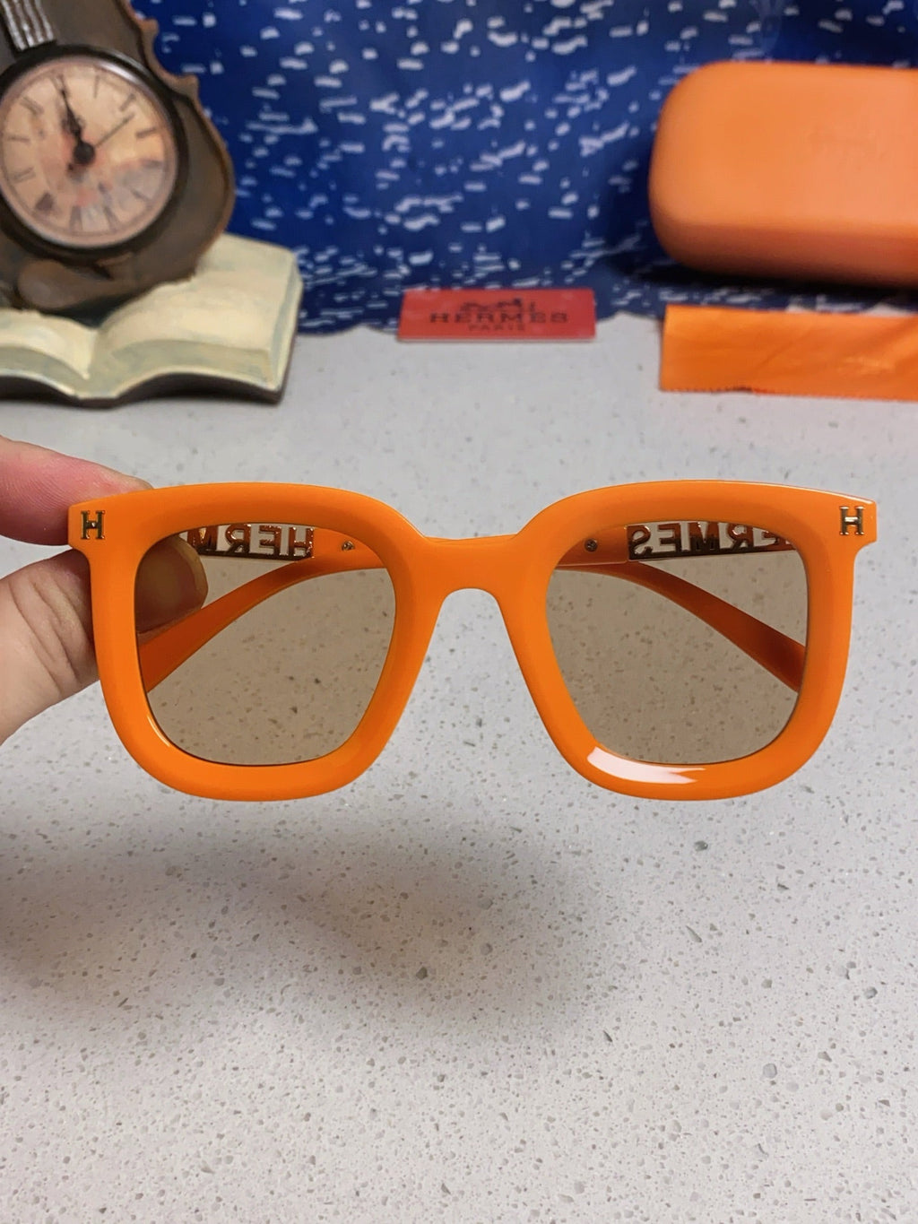 Hermès Metal Square Orange Lens Sunglasses for Men & Women - 399450 - detail image 4