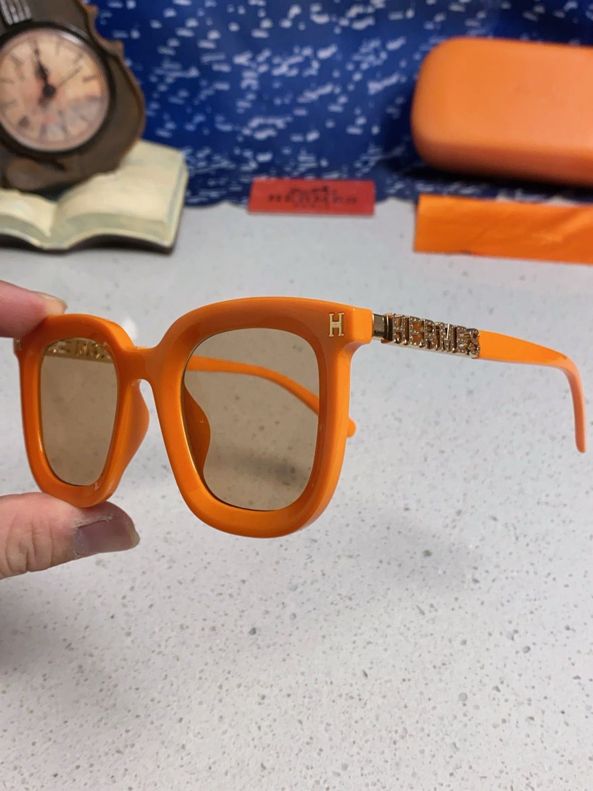 Hermès Metal Square Orange Lens Sunglasses for Men & Women - 399450 - detail image 6