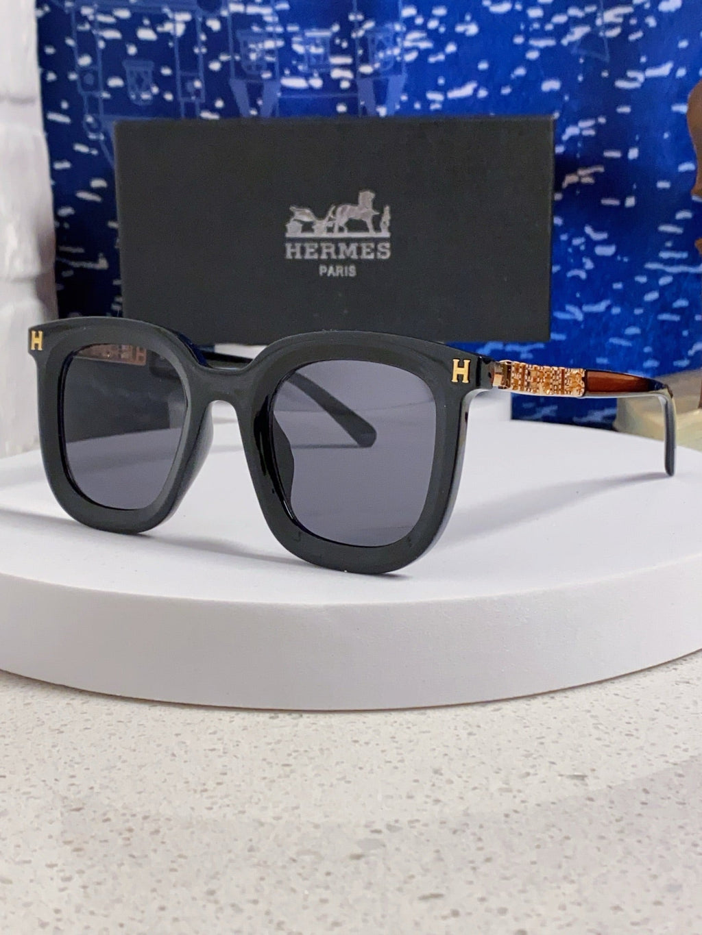 Hermès Metal Square Silver Lens Sunglasses for Men & Women - 399454