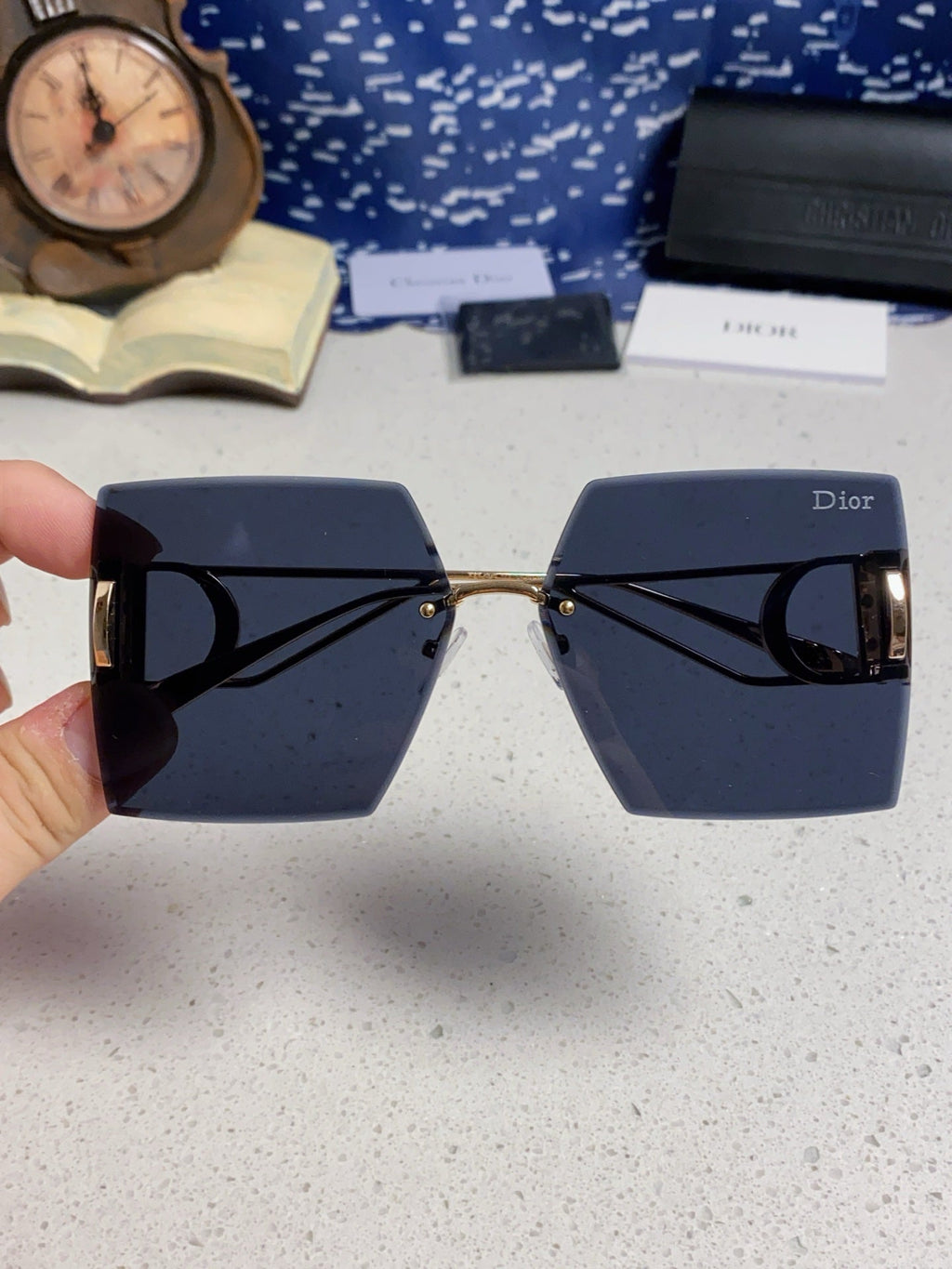 Dior 30MONTAIGNE Lightweight Rimless Blue Lens Sunglasses for Men & W - 867126 - detail image 4
