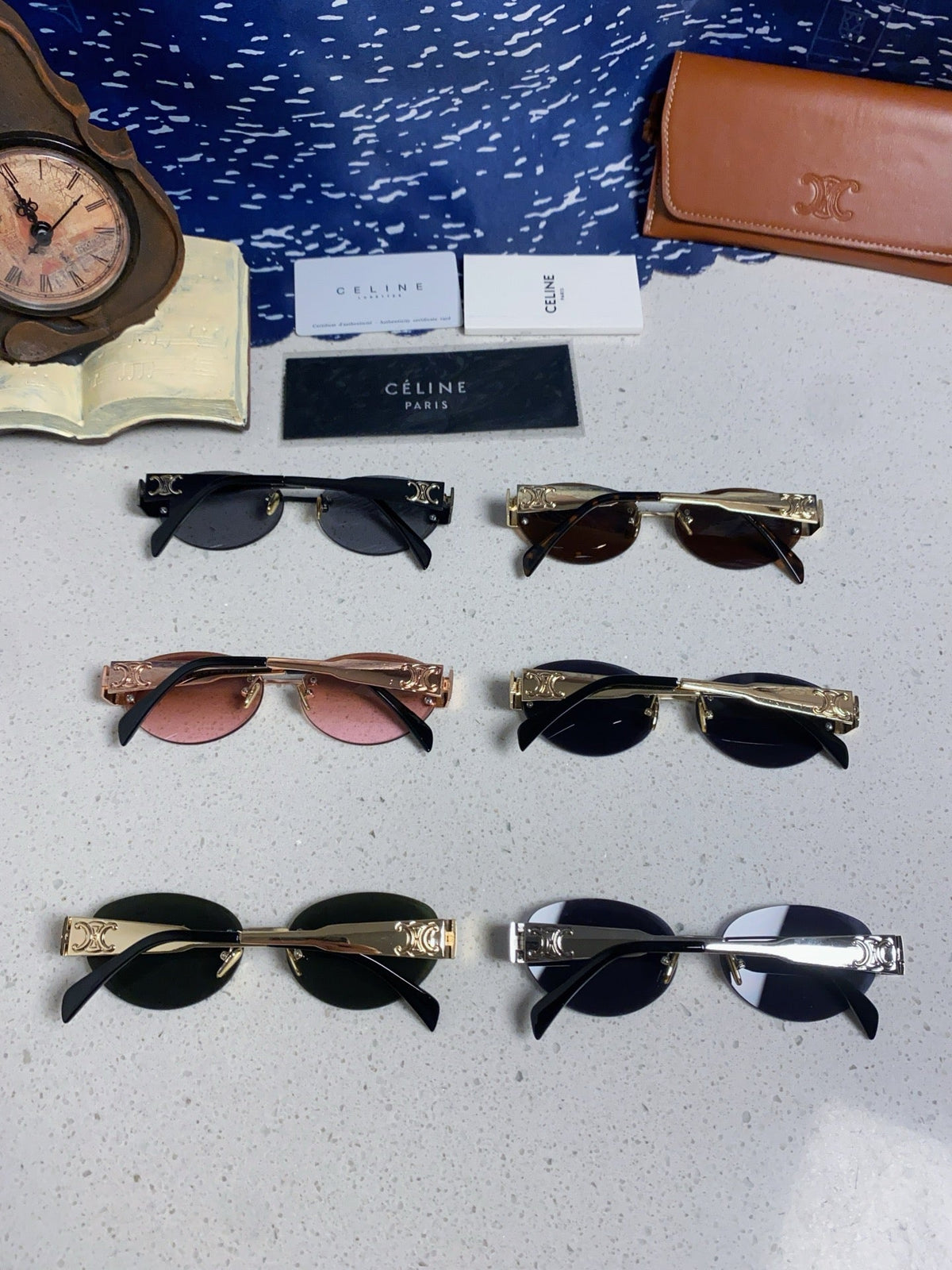 Celine Metal Round Blue Lens Sunglasses for Men & Women - 398830 - detail image 11