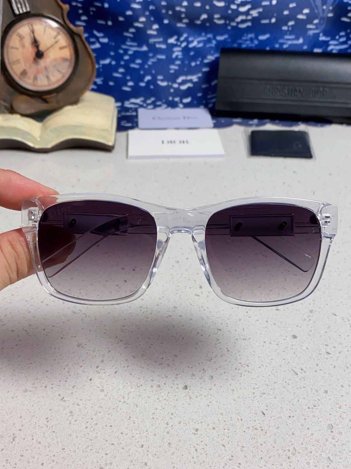 Dior Acetate Square Gray Lens Sunglasses for Men & Women - 358196 - detail image 4