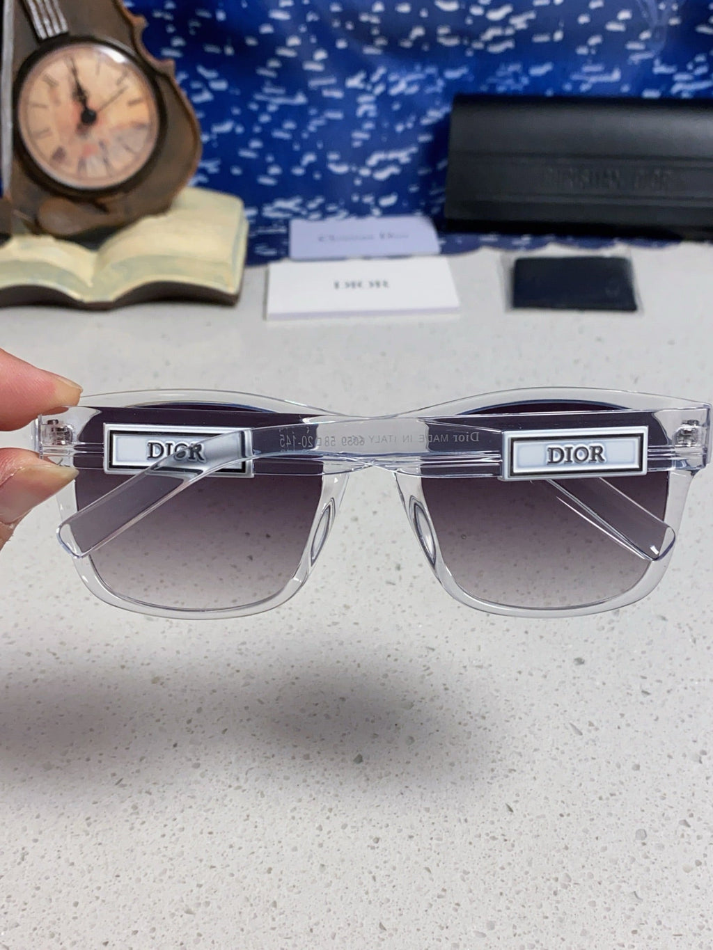 Dior Acetate Square Gray Lens Sunglasses for Men & Women - 358196 - detail image 5