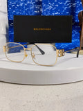 Balenciaga Metal Rectangular Gold Lens Sunglasses for Men & Women