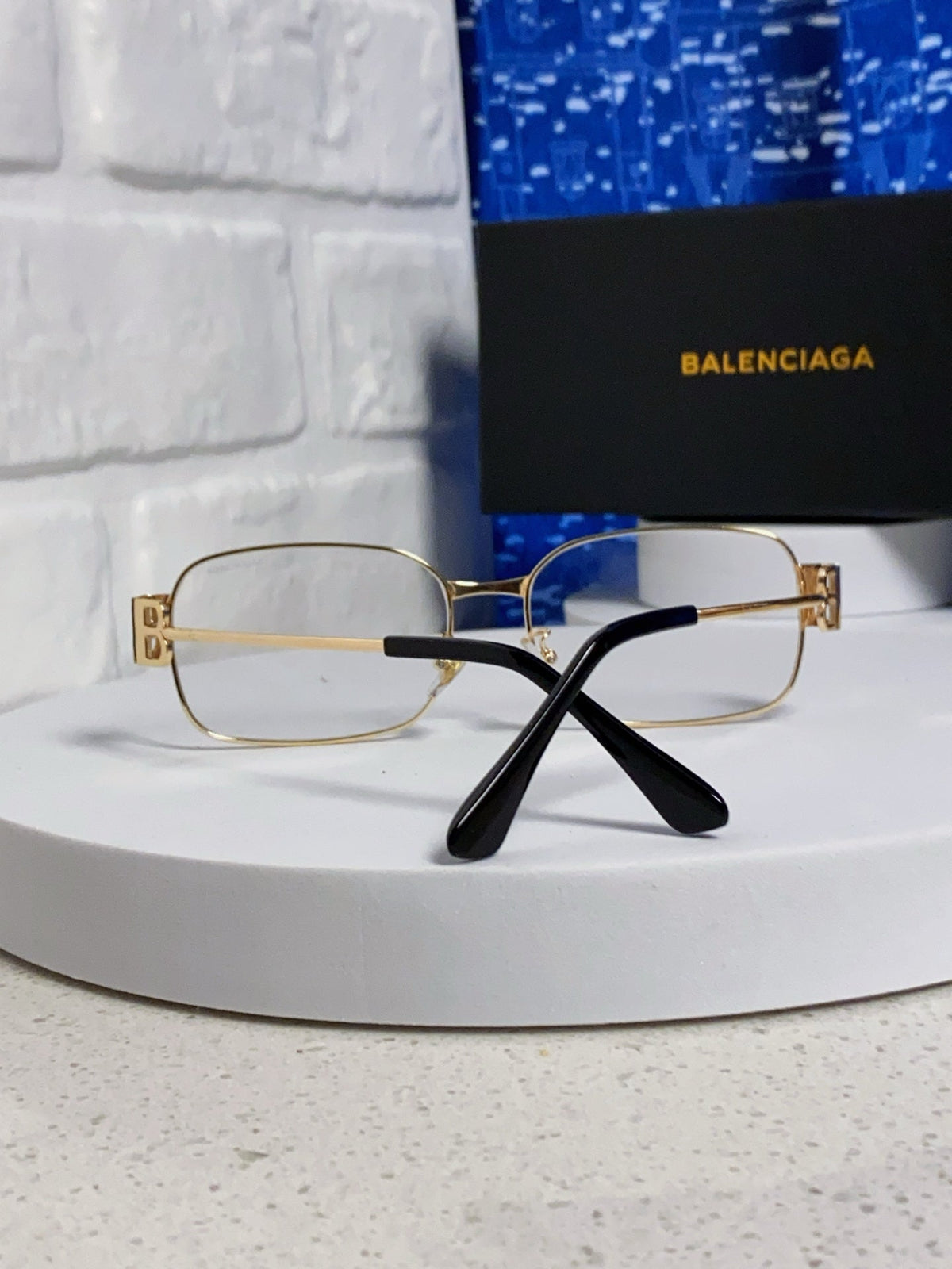 Balenciaga Metal Rectangular Gold Lens Sunglasses for Men & Women - detail image 3