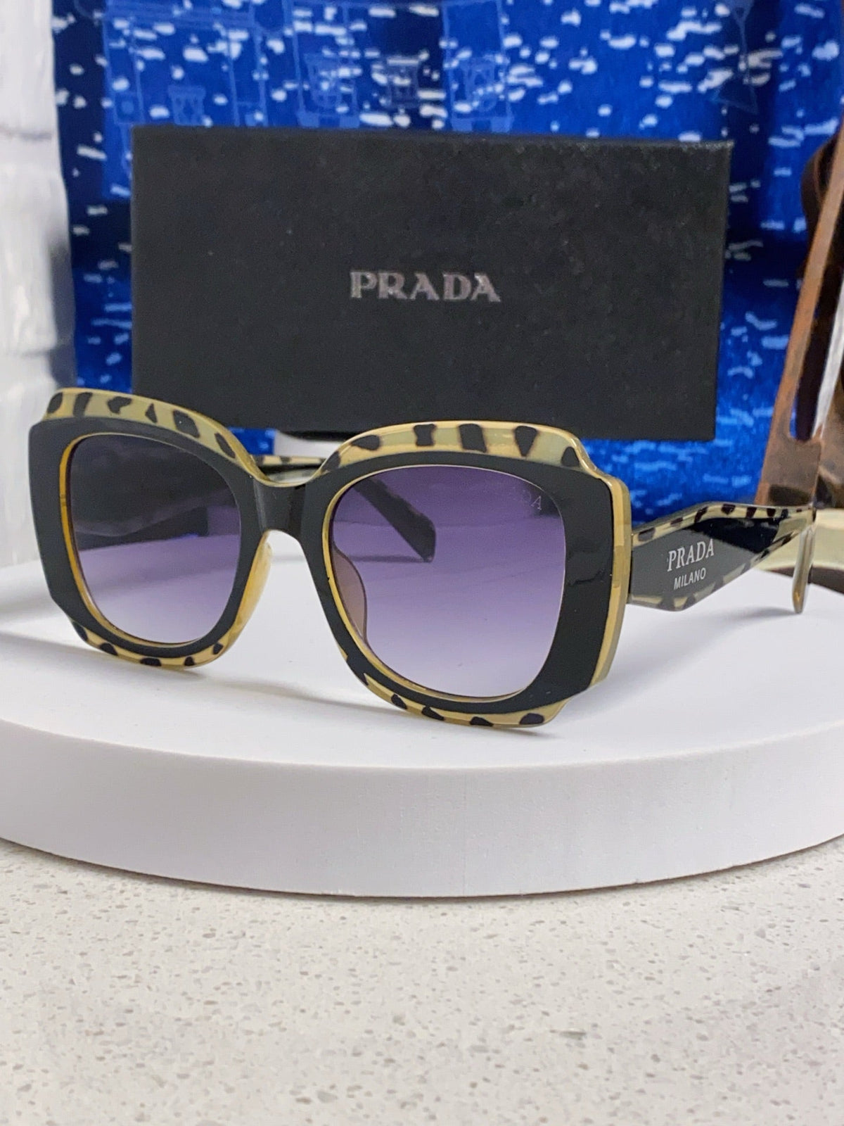 Prada 16YSF Acetate Fashion Blue Lens Sunglasses for Men & Women - 432118