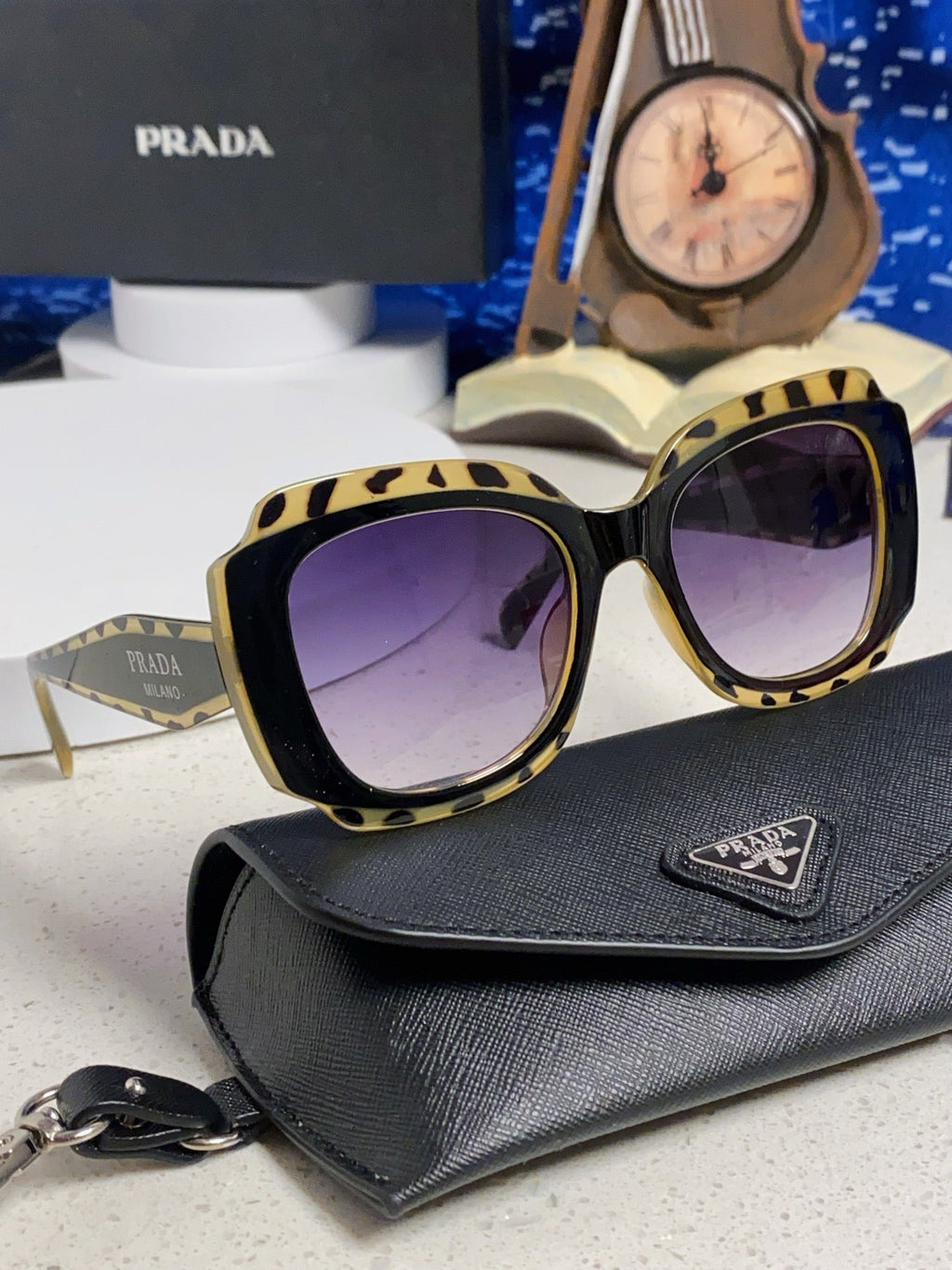 Prada 16YSF Acetate Fashion Blue Lens Sunglasses for Men & Women - 415675 - detail image 10