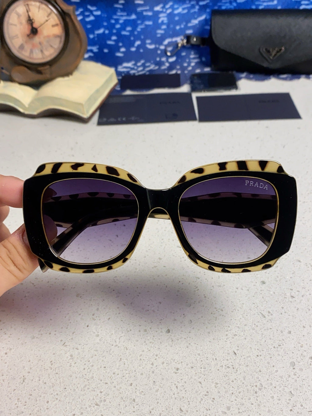 Prada 16YSF Acetate Fashion Blue Lens Sunglasses for Men & Women - 432118 - detail image 4