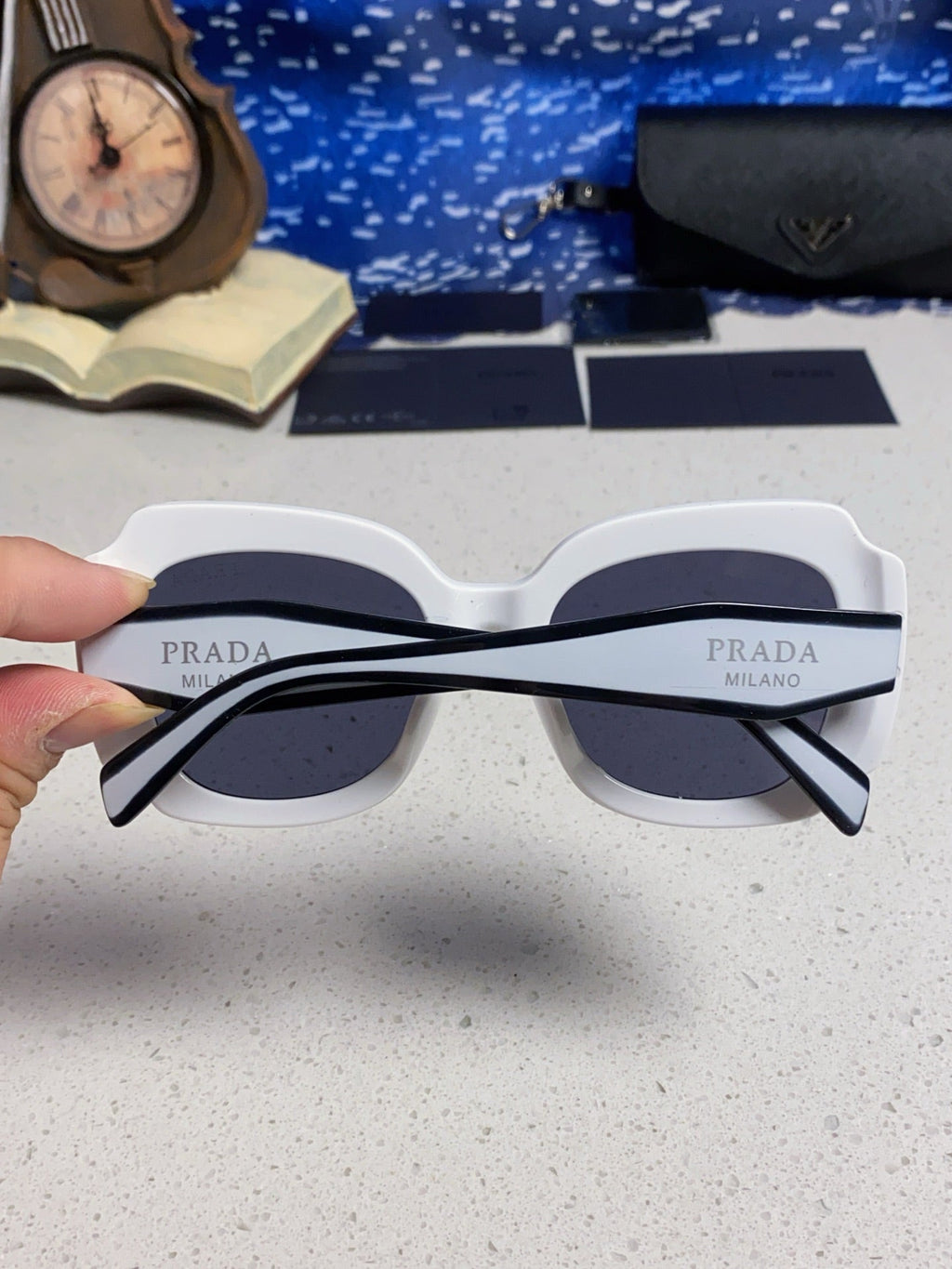 Prada 16YSF Acetate Fashion Blue Lens Sunglasses for Men & Women - 415786 - detail image 5