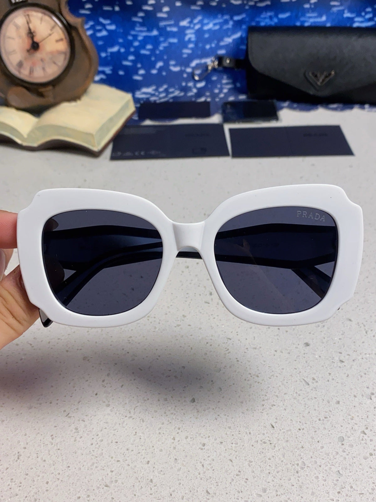 Prada 16YSF Acetate Fashion Blue Lens Sunglasses for Men & Women - 415676 - detail image 4
