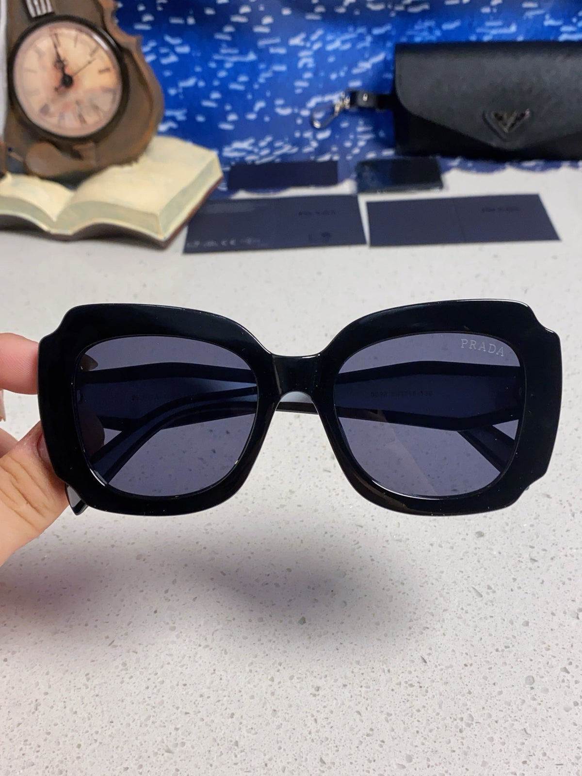 Prada 16YSF Acetate Fashion Black Lens Sunglasses for Men & Women - 415677 - detail image 4