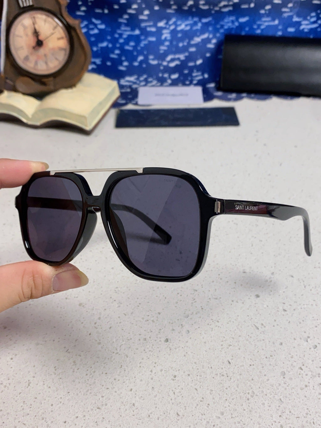 Saint Laurent SL545 Square Blue Lens Sunglasses for Men & Women - 415570 - detail image 6