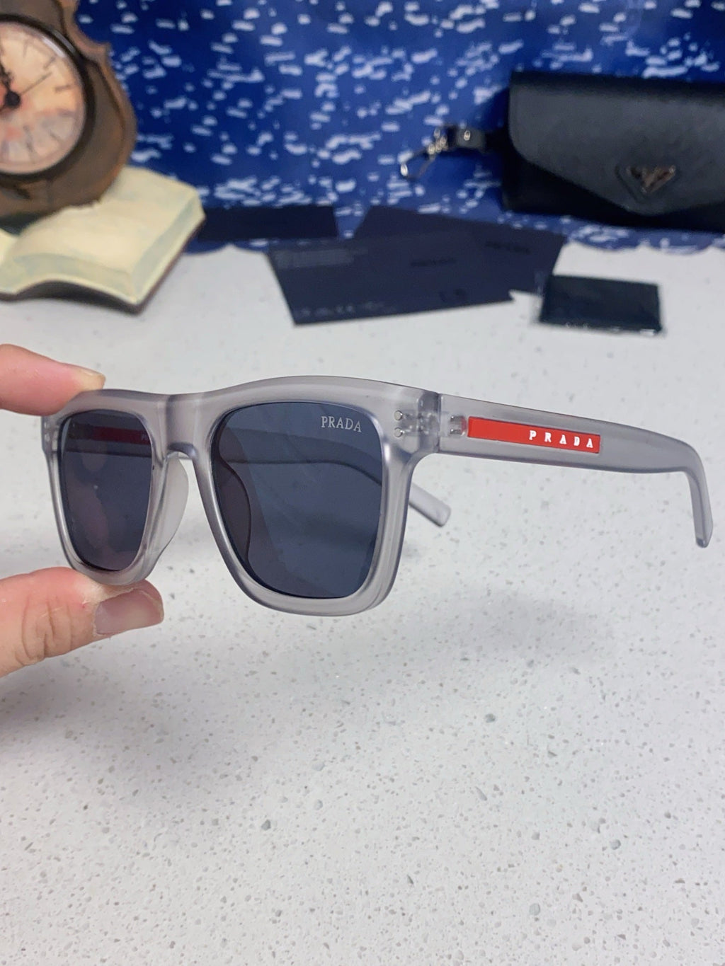 Prada Square Blue Lens Sunglasses for Men & Women - 432051 - detail image 6