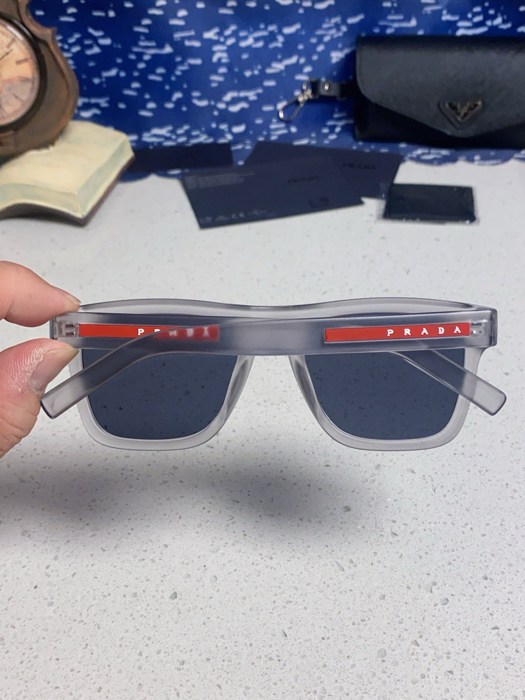 Prada Square Blue Lens Sunglasses for Men & Women - 487016 - detail image 5