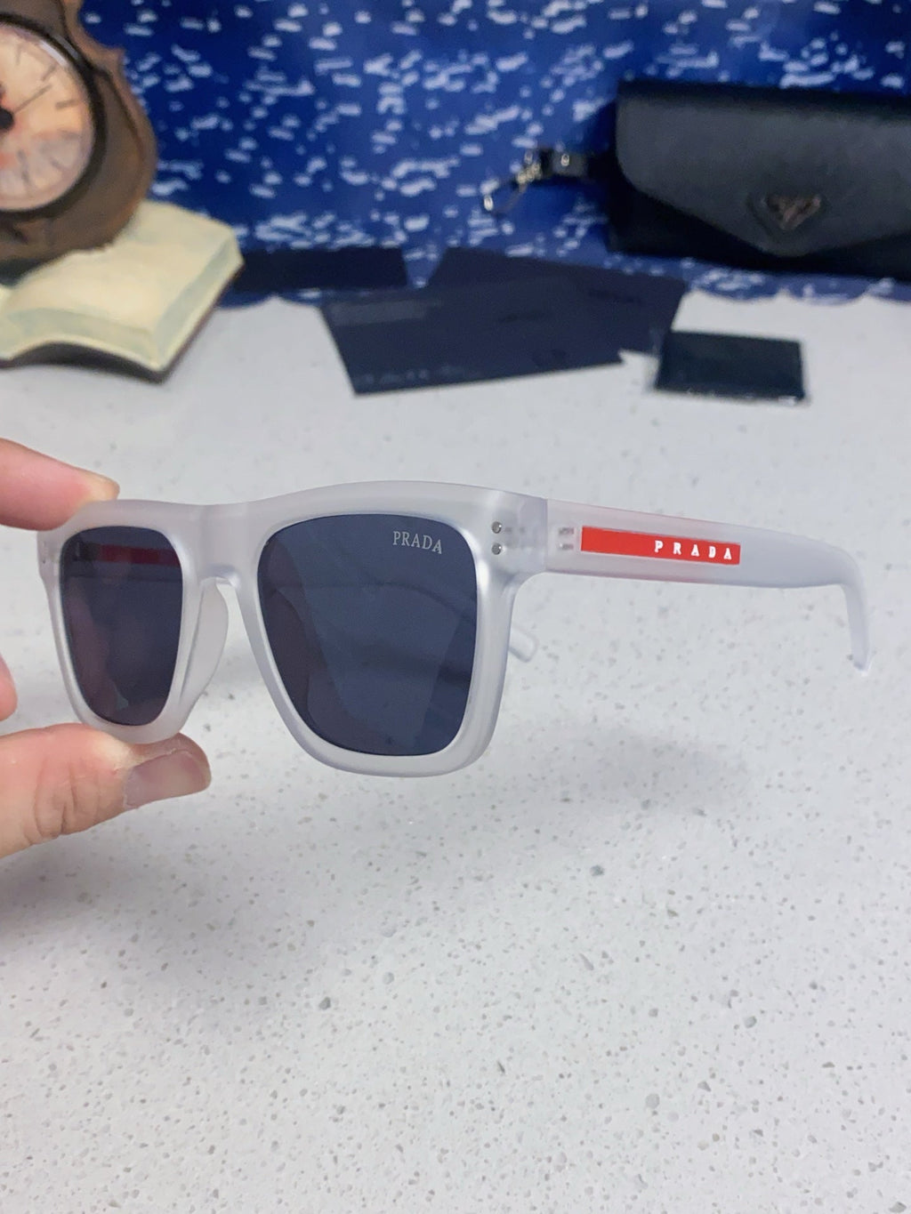 Prada Square Blue Lens Sunglasses for Men & Women - 487017 - detail image 6