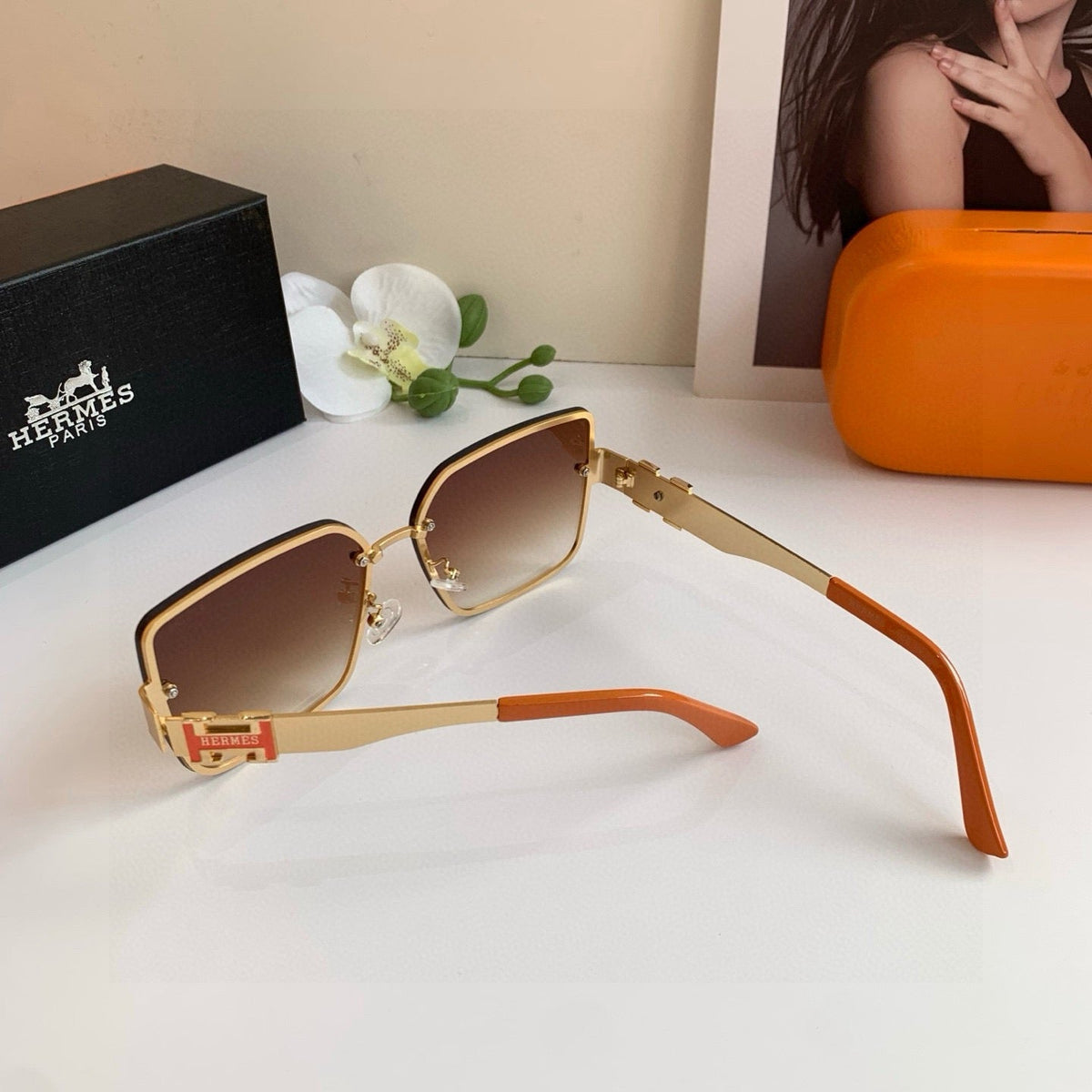Hermès Square Red Lens Sunglasses for Men & Women - 399445 - detail image 3