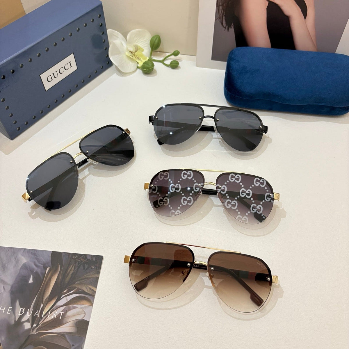 Gucci Polarized Aviator Black Lens Sunglasses for Men & Women - 158257 - detail image 2