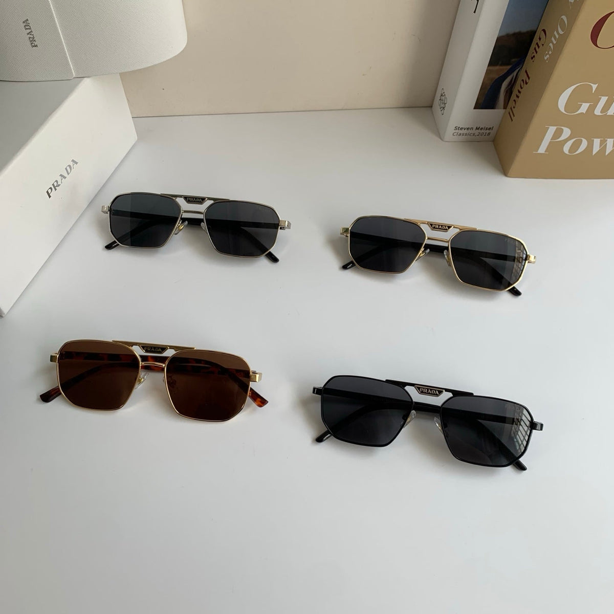 Prada Metal Fashion Silver Lens Sunglasses for Men & Women - detail image 9