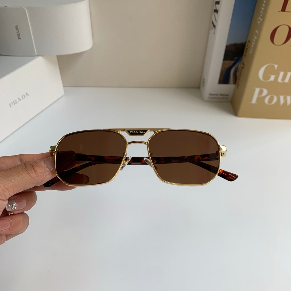 Prada Metal Fashion Brown Lens Sunglasses for Men & Women - detail image 3