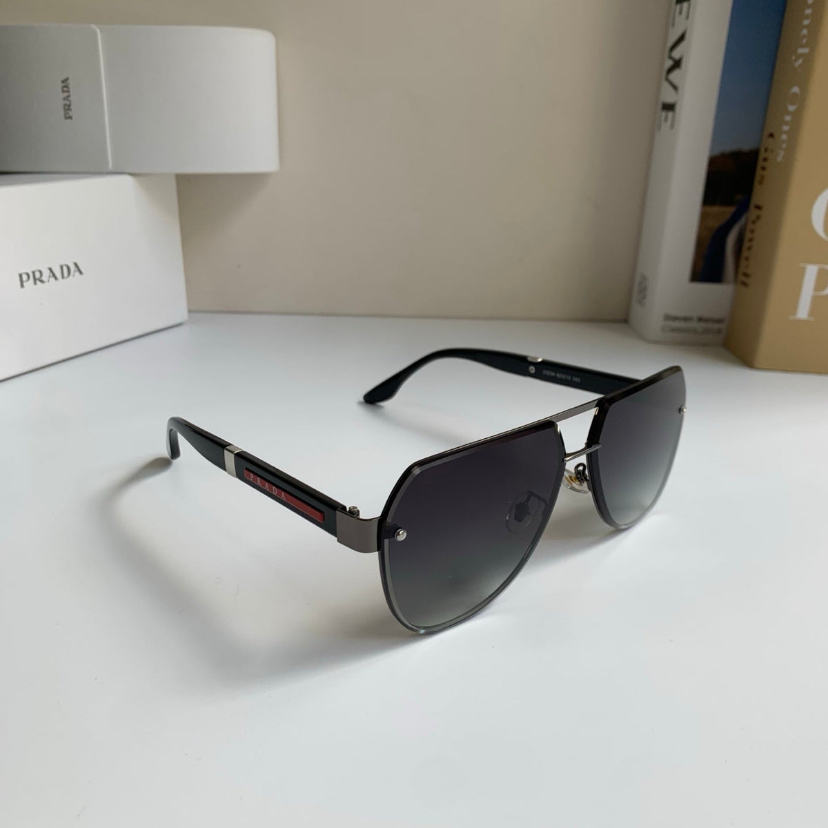 Prada Metal Aviator Silver Lens Sunglasses for Men & Women - 398880