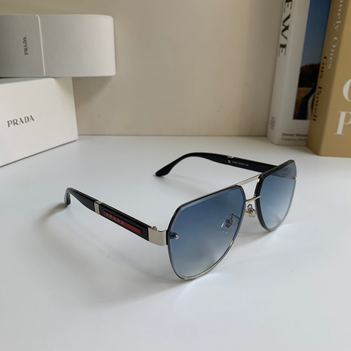 Prada Metal Aviator Silver Lens Sunglasses for Men & Women - 398881