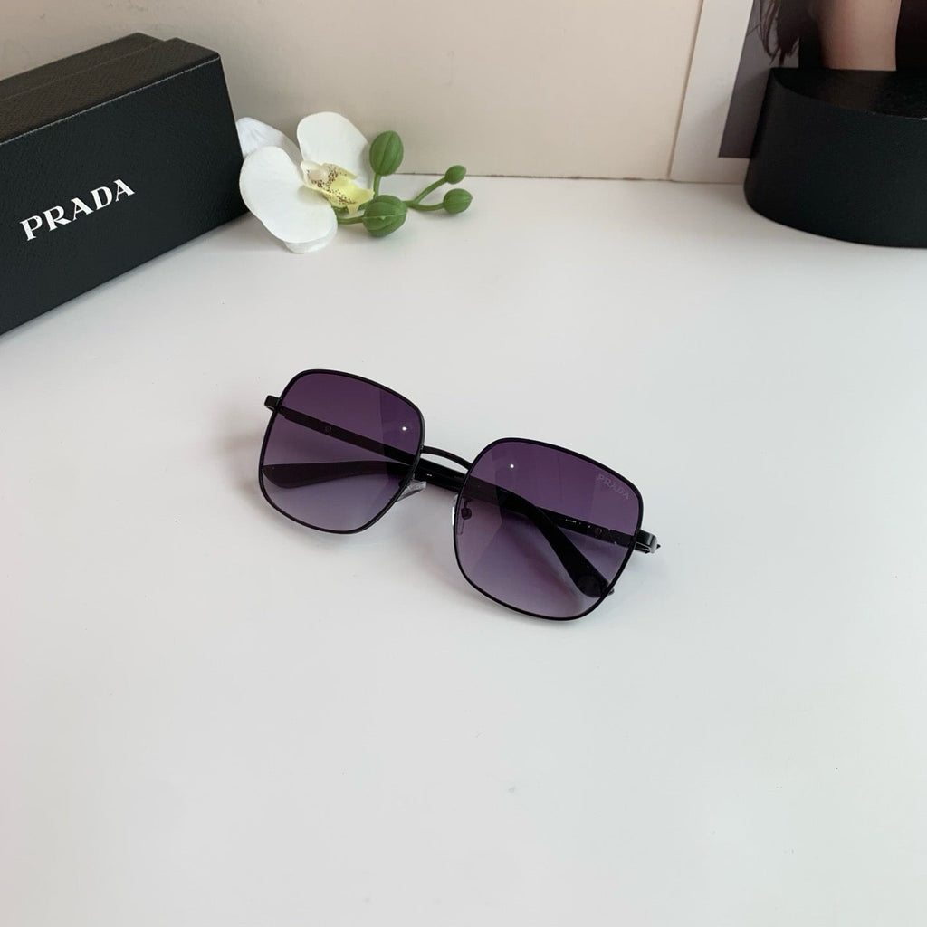 Prada Metal Square Black Lens Sunglasses for Men & Women - 398914